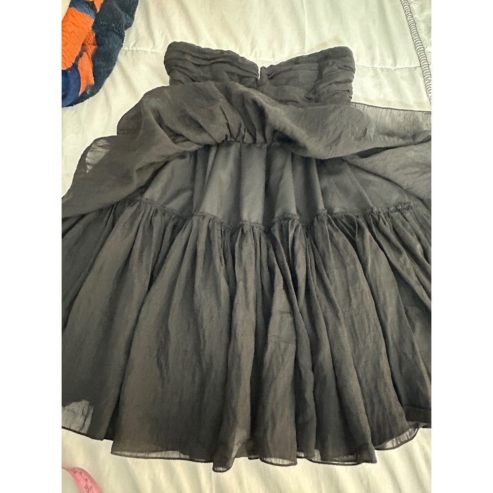 H&M Black Strapless Ruffled Tiered Dress Sweetheart Neckline Party Cocktail - Picture 9 of 14